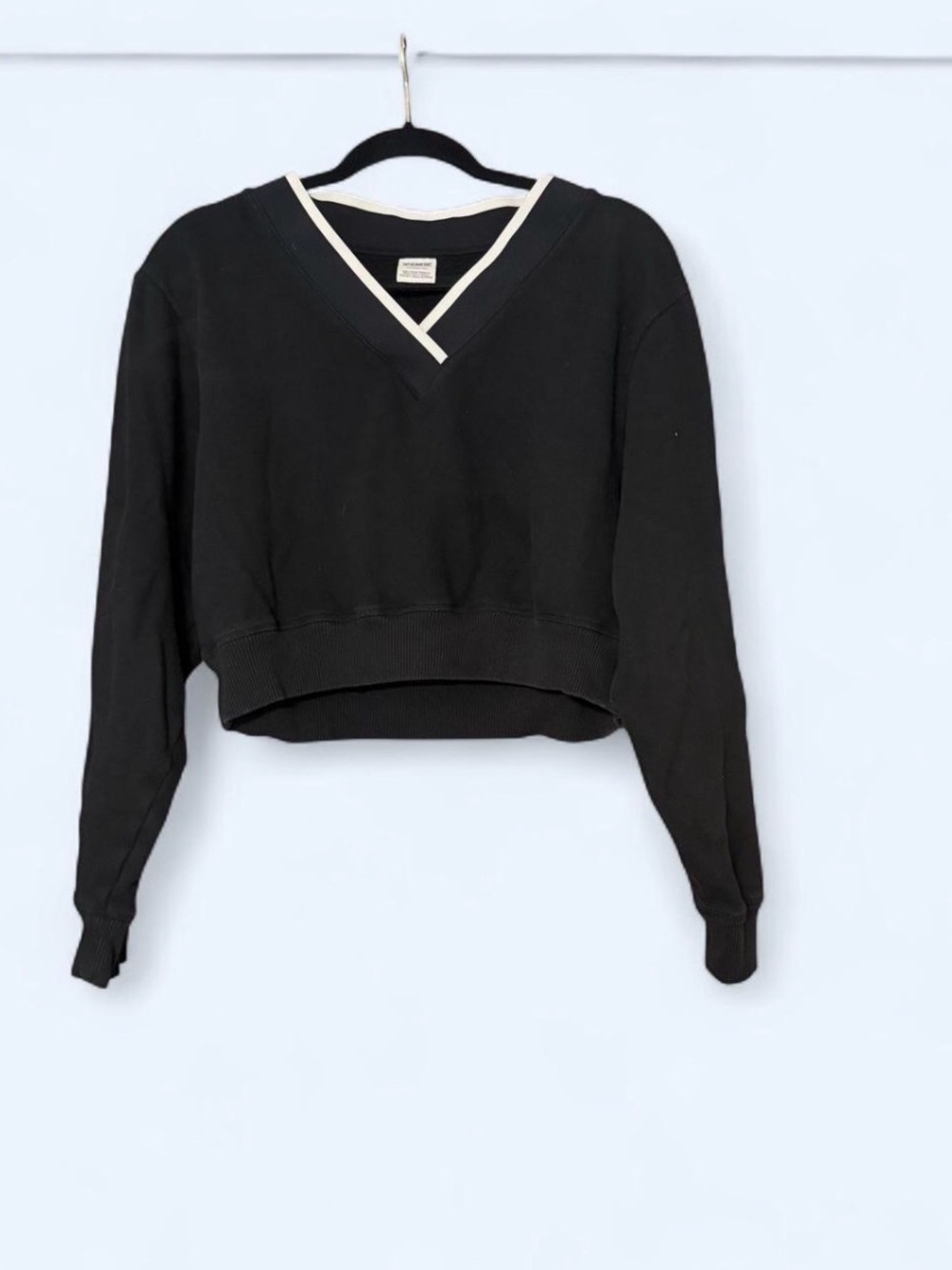 Cropped sweater V-Neck oversized black victoria’s Secret pink y2k preppy small